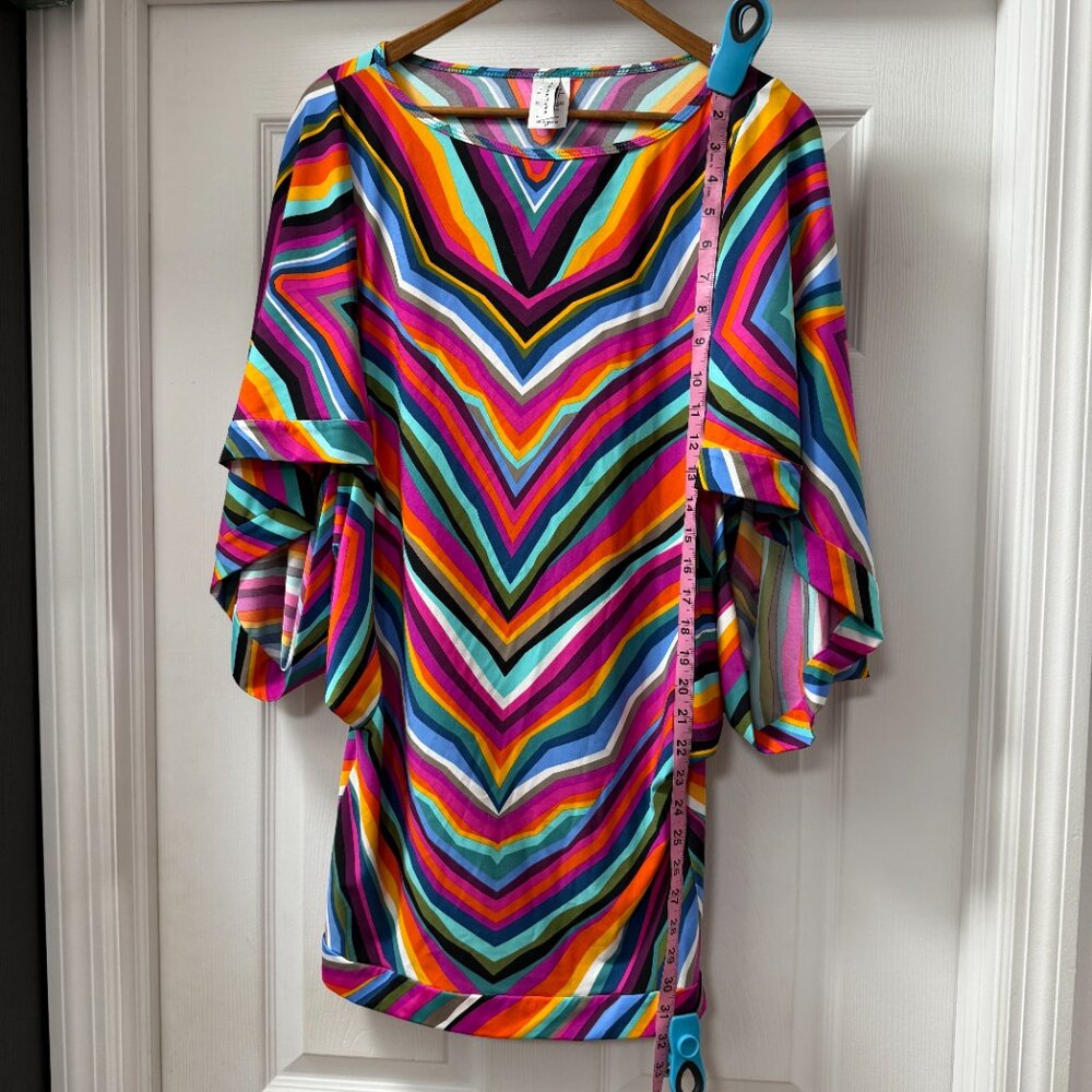 Trina Turk Louvre Striped Batwing Swing Tunic Coverup size Small (has stretch) - Picture 3 of 11